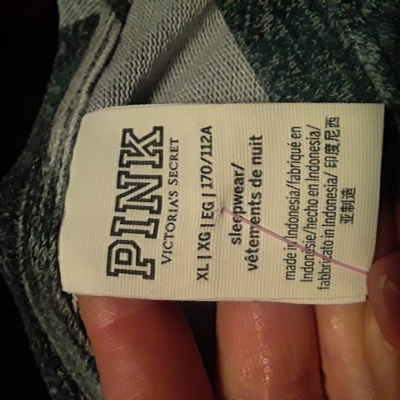 Pink By Victoria's Secret XL Green Plaid Oversized Nightshirt W/pocket - Picture 5 of 7